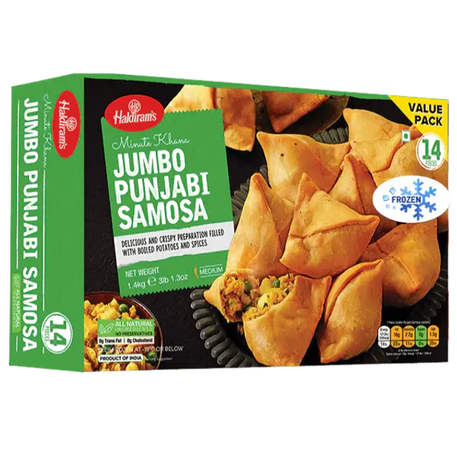HALDIRAM FROZ. JUMBO PUNJABI
SAMOSA (14PC) 1.4 kg