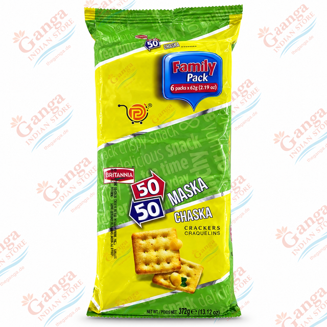 BRITANNIA BISCUITS 50-50 MASKA CHASKA (6 x 62g) 372g