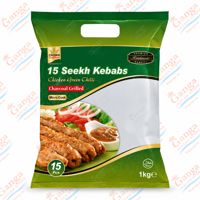 CROWN FROZ. KEBAB CHICKEN GREEN CHILLI (15 pc) 1 kg